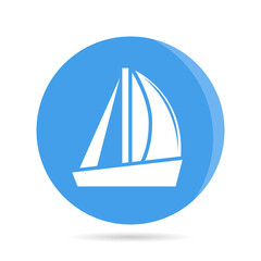 ship, boat, yacht in blue circle background vector