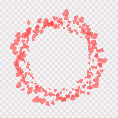Circle frame made of pink hearts. Vector illustration.