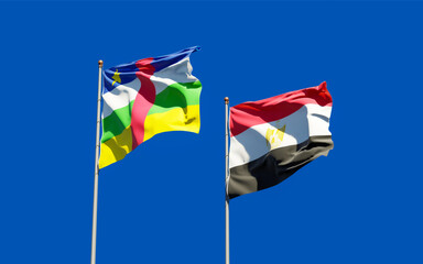 Flags of Egypt and CAR Central African Republic.