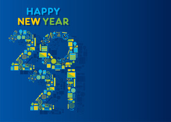 Fototapeta premium vector illustration of happy new year 2021 poster design