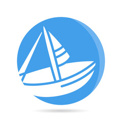 ship, boat, yacht in blue circle background vector