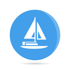 ship, boat, yacht in blue circle background vector
