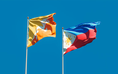 Flags of Philippines and Bhutan.