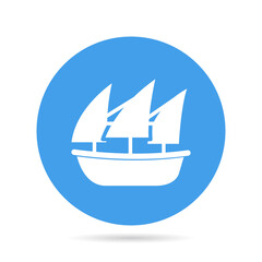ship, boat, yacht in blue circle background vector