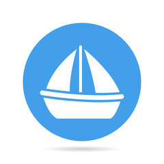 ship, boat, yacht in blue circle background vector