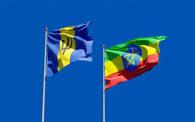 Flags of Ethiopia and Barbados.