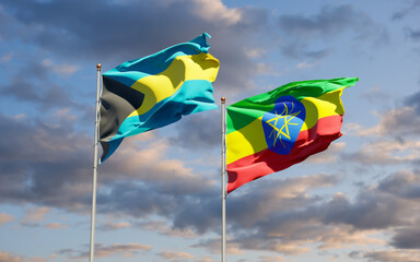 Flags of Ethiopia and Bahamas.