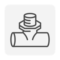 PVC plastic pipe fitting vector icon. 3 way (tee) male. Slip socket opening 2 end (solvent weld) and 1 male thread. Part for pipeline system, plumbing, drainage, vent, waste, sewage and water supply.