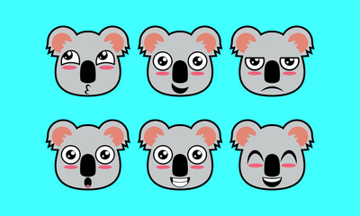 Vector illustration of cute animal face expression logo, pet, koala icon