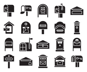 mailbox and postbox icons set vector
