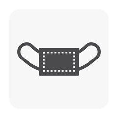 Dust mask or surgical mask  icon. Item is a disposable type. Consist of paper pad or filter cover nose and mouth to protection health from dust, virus infection for people, medic, doctor and nurse.