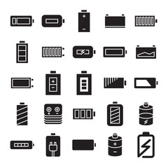 battery icons set glyph design