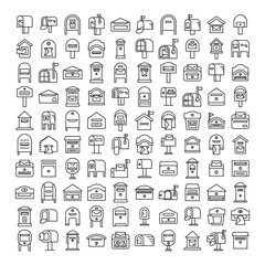 Obraz premium big collection of postbox and mailbox icons line design