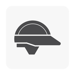 Fototapeta premium Hard hat or bump cap vector icon. That is type of helmet component of personal and protective equipment (PPE). For industrial or construction site to protect head from injury due to falling object.