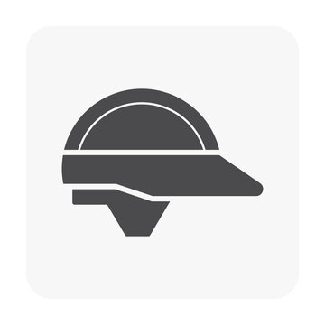 Hard Hat Or Bump Cap Vector Icon. That Is Type Of Helmet Component Of Personal And Protective Equipment (PPE). For Industrial Or Construction Site To Protect Head From Injury Due To Falling Object.