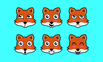 Vector illustration of cute animal face expression logo  pet  fox icon