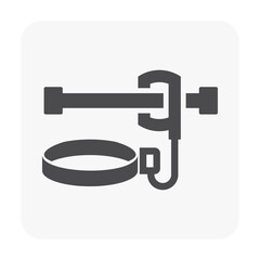 Safety belt vector icon. That uniform or tool with rope or cable is personal protective equipment (PPE) for wear to work at height building to protect, safe or prevent builder person fall, injury.