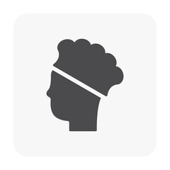 Shower cap or bath cap icon. That is hat for woman use while shower, bath by cover on head to protect hair from wet. Also use in beauty and spa i.e. hair salon, hair mask treatment, hair dyeing etc.