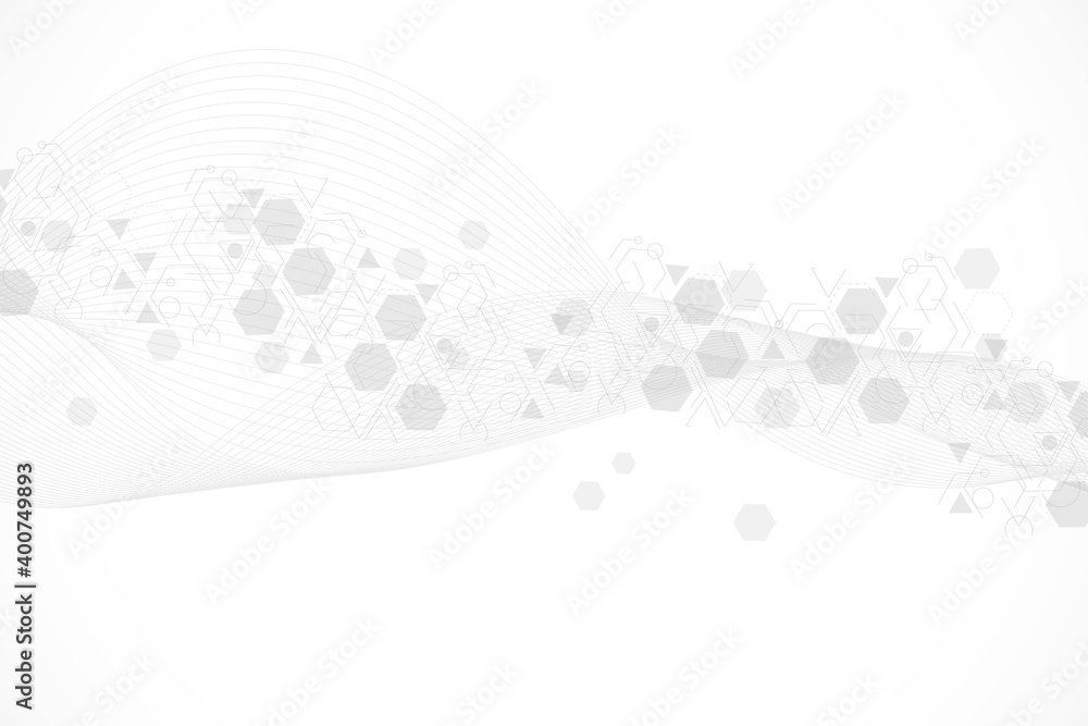 Poster modern futuristic background of the scientific hexagonal pattern. virtual abstract background with p