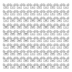 rabbit icons vector set line style