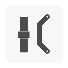 Scaffolding component icon. Consist of joint pin. Also called coupling pin, insert pin and connect pin. And locking arm or steel arm lock use as safety device to hold stacked frame safe and secure.
