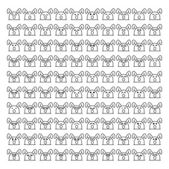 rabbit icons vector set line style