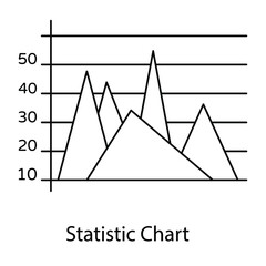 
Graphical data representation, statistic chart flat outline concept icon 
