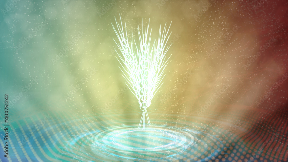Poster neon science spikelets rendered, cg abstract 3d rendering