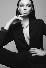 fashion portrait of Beautiful sexy woman in jewelry