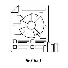 
Pie chart flat outline concept icon denoting, quantity graphical representation 
