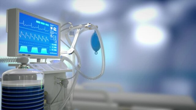 cg medical 3D animation, ICU medical ventilator in clinic