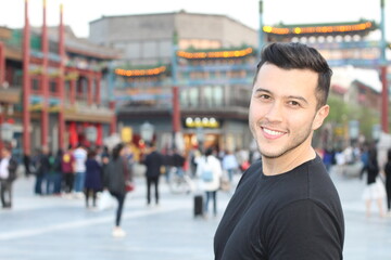 Ethnic tourist in Asian background