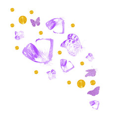 Flock of silhouette butterflies on white