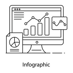 
Infographic flat outline vector showing, visual presentation of data
