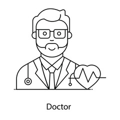 
A health professional avatar, doctor flat outline vector
