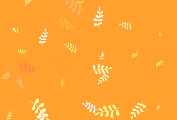 Fototapeta premium Light Orange vector abstract background with leaves.