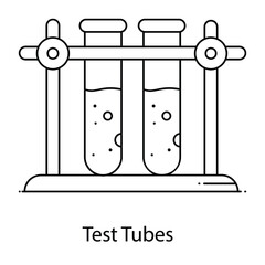 
Test tubes with chemical, flat outline icon
