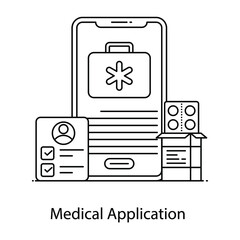 
Conceptual icon of medical application in flat outline style
