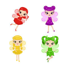 Fototapeta premium Set of cartoon fairies characters.