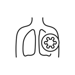 Virus in lungs line color icon. Sign for web page, mobile app