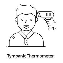 
Tympanic thermometer flat outline icon, thermometer gun
