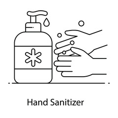 
Icon of hand sanitizer flat outline concept
