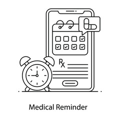 Naklejka premium Concept icon of medical reminder, flat outline design 