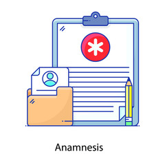 
Medical folder with patient data, anamnesis flat outline icon
 - obrazy, fototapety, plakaty