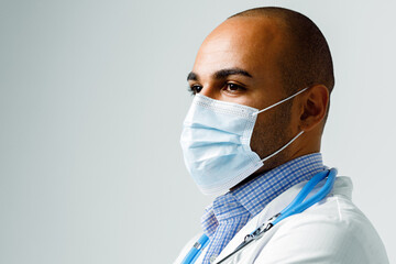 Portrait of african american doctor in medical mask