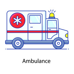 
Ambulance flat outline icon, medical emergency transport facility 
