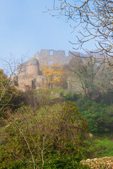 Exterior castle&acute;s wall in Italy&acute;s countryside