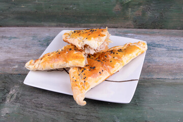 Home baked pies. Pies on a plate.