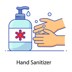 
Icon of hand sanitizer flat outline concept
