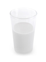 glass of milk on white background.